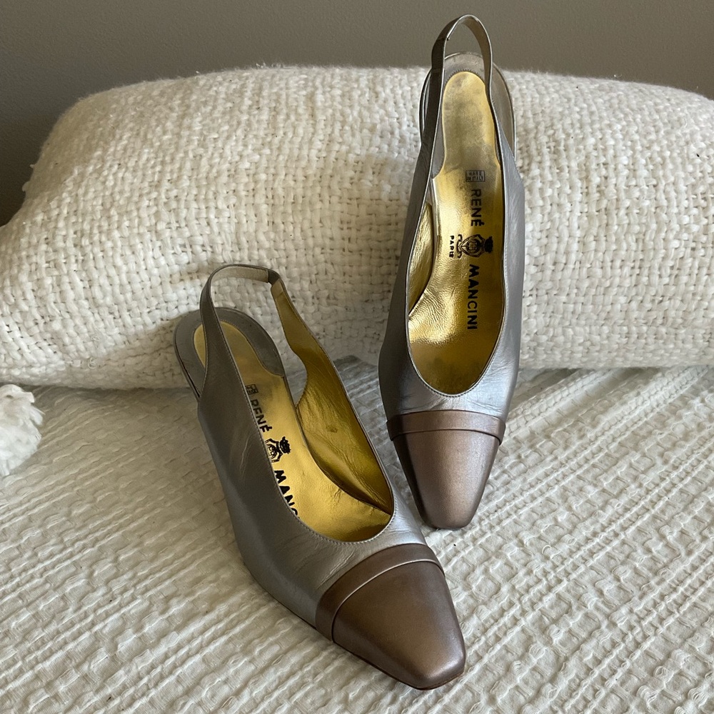 Rene Mancini Two-Toned Slingback Heels, Size 40 1/2 (9.5-10)